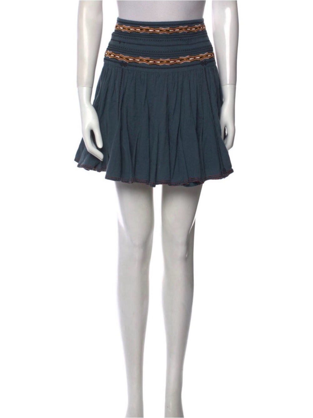 Isabel Marant Teal Blue Embroidered top with matching Waist Skirt